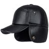 Winter Leather Cap with Ear Flaps Plush Lined Thermal Warm Windproof Cold Weather Baseball Hat for Men Women Outdoor Activities