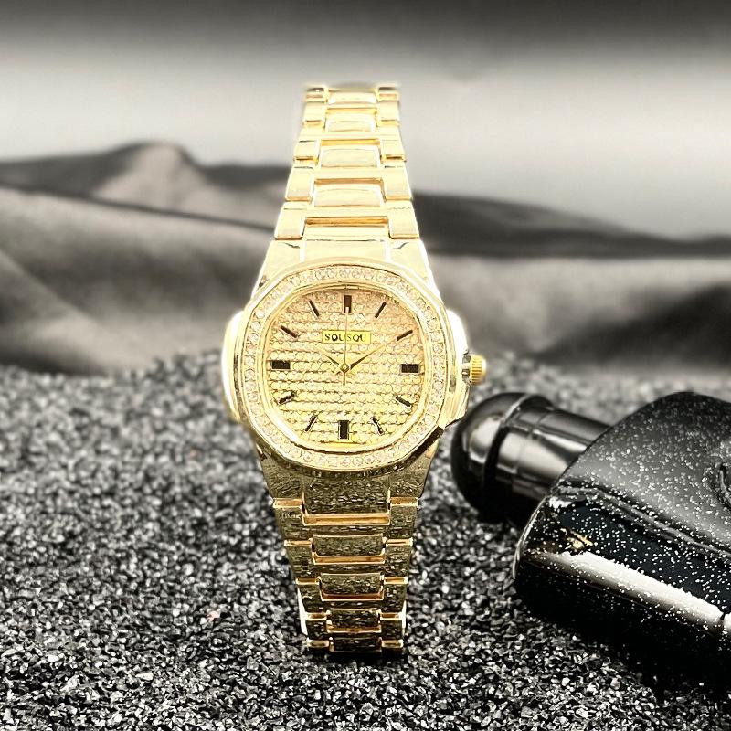 

Luxury Women s Square Quartz Watch with Gypsophila Dial and Diamond Accents золотий