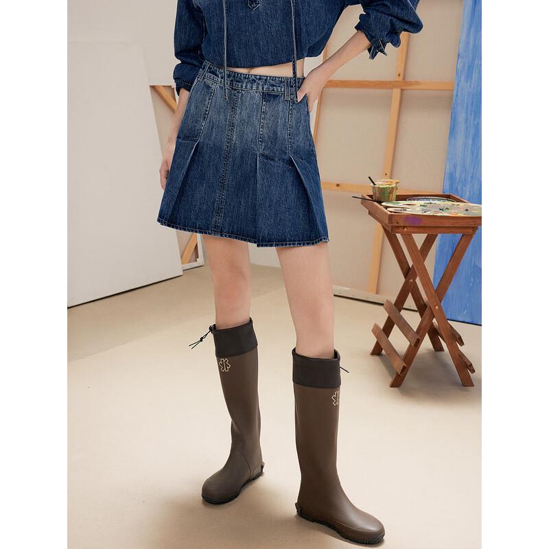 ELLE Gradient Washed Pleated Short Skirt S