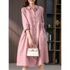2025 Spring/Autumn Artistic Casual Loose Plus Size Women's Linen Slimming Shirt Dress