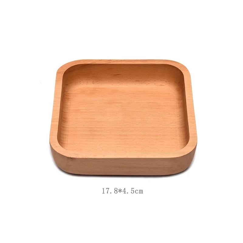 Square Wooden Fruit Salad Bowl Plate Dried Fruit Cake Snack Plates Retro  Tableware Simple Tea Tray Dessert Snack Plate