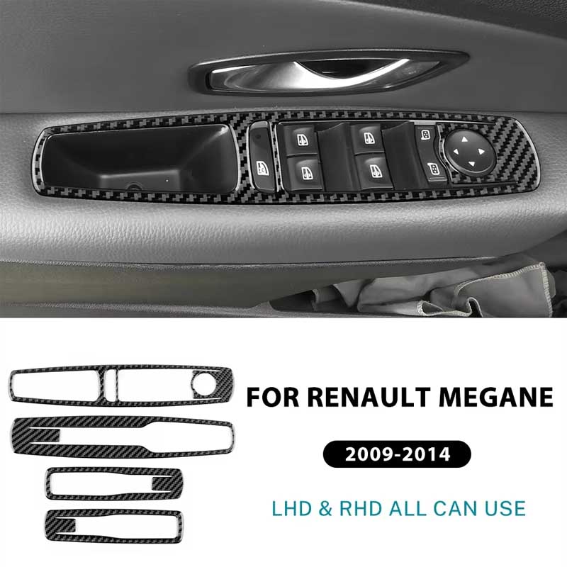 For Renault Megane RS 2009 2010 2011 2012 2013 2014 2015 Real Soft Carbon Fiber Sticker LHD RHD Car Window Lift Accessories