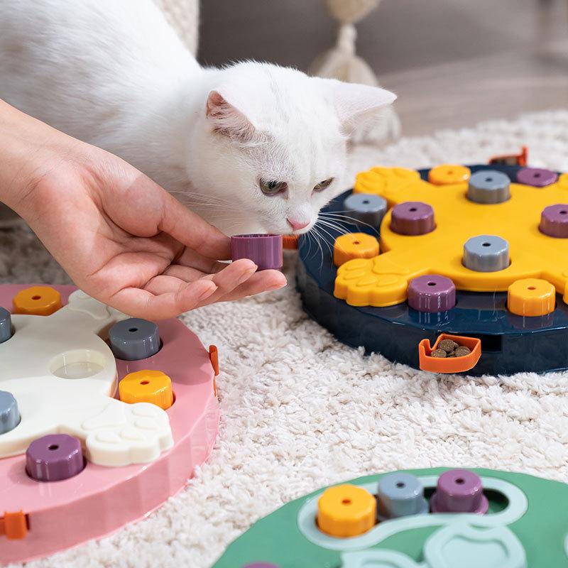 Sakura Slow Feeder: Automatic Bowl & Puzzle Toy for Dogs and Cats