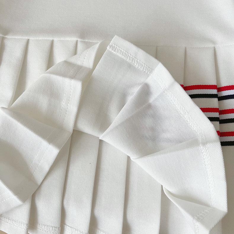 2025 Letnia Sukienka Bez Rękawów dla Dziewczynek: Kołnierzyk POLO, Styl College, Plisowana Spódnica Kamizelkowa