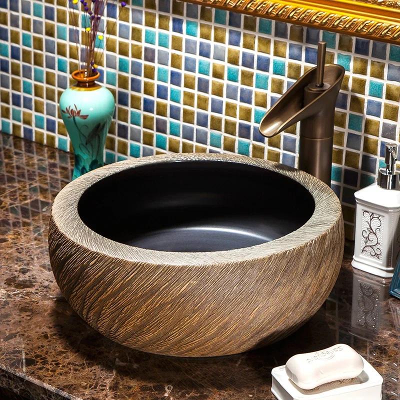 Chinese Blue And White Antique Basin ceramic Wash Basin bathroom Washbasin Hand Painted Vessel Sink bathroom sinks