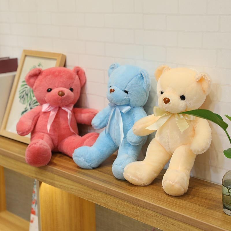 30cm Colourful Bow Bear Plush Toys Stuffed Teddy Bear Soft Colors Animals Doll Wedding Birthday Christmas Gifts Festival Deco