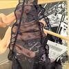 BM Style Ruffle V-Neck Bow Mesh See-Through Slimming Vest Top for Women