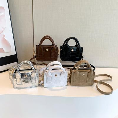 Small Bag Women's New Korean Style Korean Style Women's Texture Fashionable Crocodile Pattern One-shoulder Crossbody Bag Handheld Small Square Bag