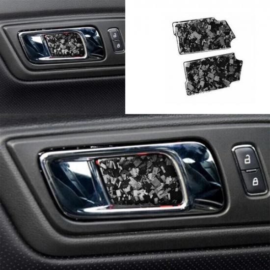 Cover Trim Sticker For Ford Mustang 2015-22 Inner Door Bowl Forged Carbon Fiber