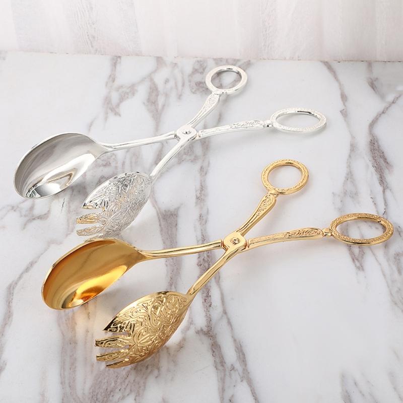 European Dessert Tongs Metal Engraving Pattern Salad Serving Clip Bread Clamp For Restaurants And Family Gatherings