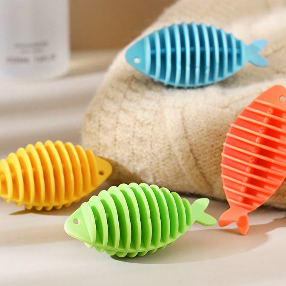 Soft Small Fish Laundry Balls for Household Washing Machines, Anti-Tangle Cleaning Balls, Prevent Knotting, Reduce Wrinkles A синий