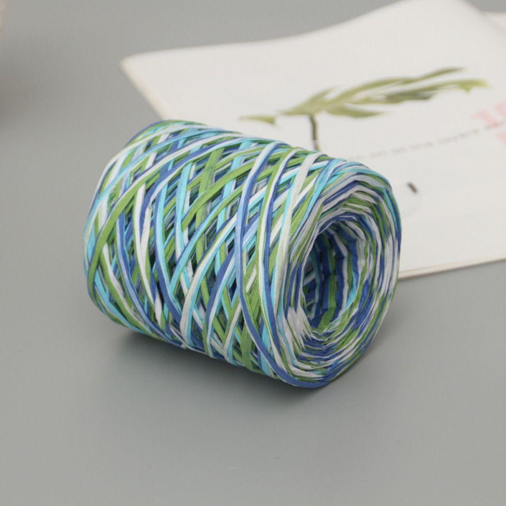 200m/Roll Raffia Paper Rope Multicolor Crochet Yarn High Quality Hand-woven Rope Gift Wrapping