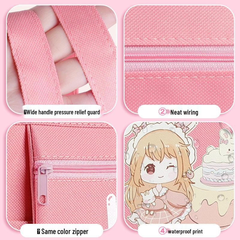 Multifunctional Student Book Bag with Cartoon Design - Large Capacity Study Tote