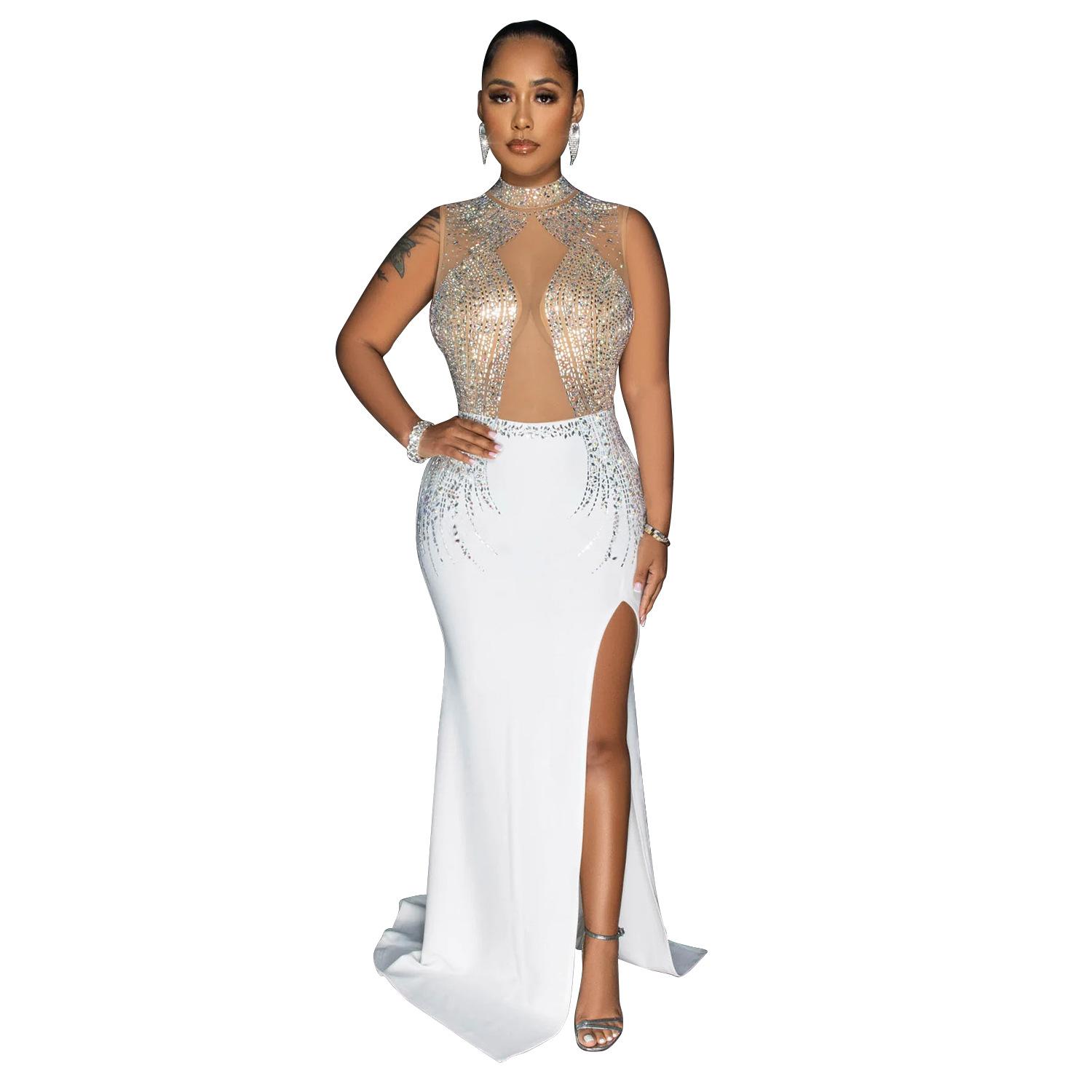 

Модное женское платье, однотонное сетчатое платье с разрезом, длинные платья M абрикосовый