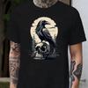 Skull And Crow Pattern Print Men's Creative Top, Casual Short Sleeve Crew Neck T-shirt, Men's Clothing For Summer Outdoor