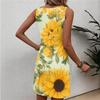 Robe d'été décontractée à fleurs pour femme, col rond, sans manches