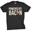 Mens Powered by Bacon T Shirt Funny Food Love Apparel Sarcastic Saying Gift
