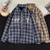 Japanese-Style Retro Cityboy Velvet Padded Shirt Autumn and Winter Boys' College Style Thickened Couple Warm Plaid Shirt