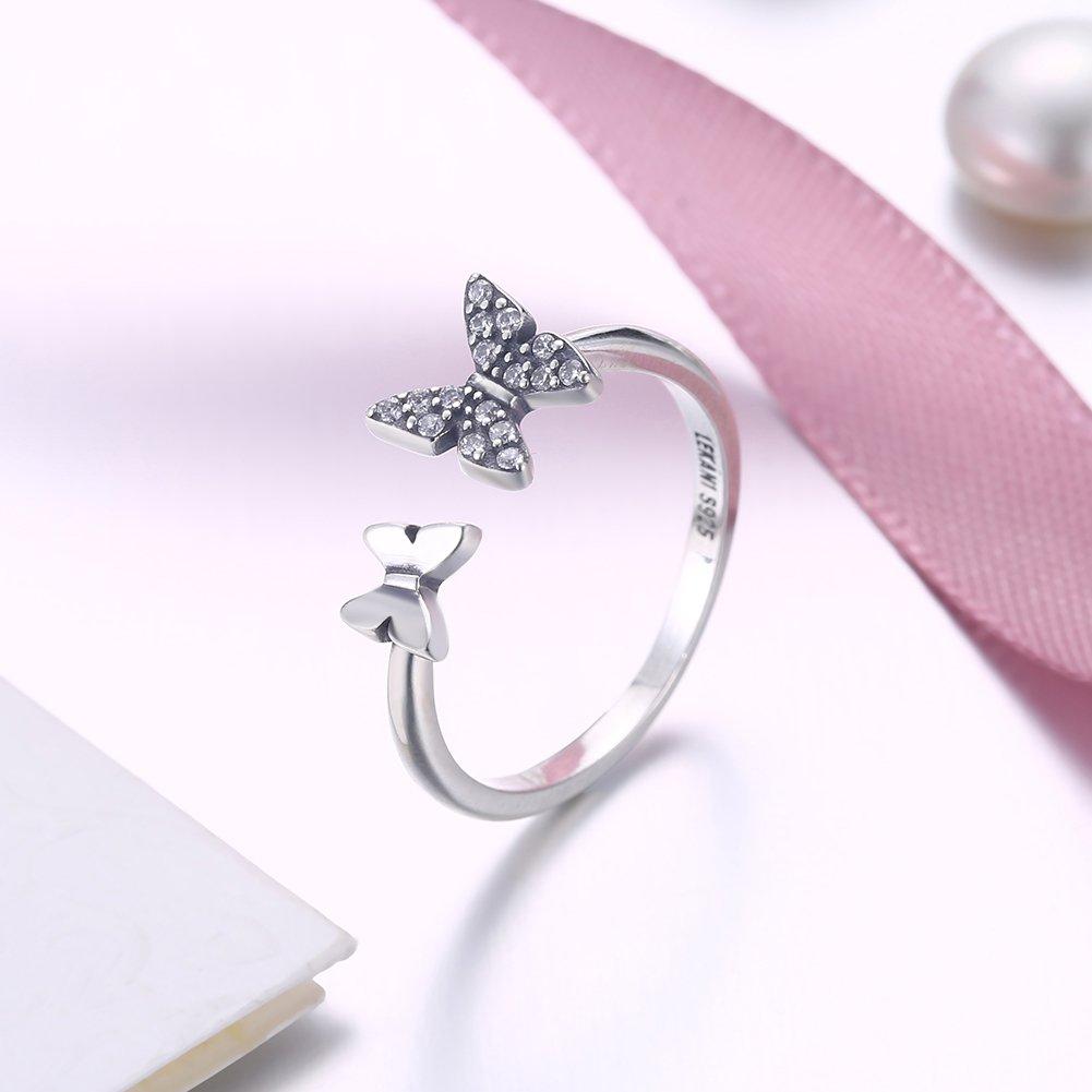 Rockyu Brand Fashion Accessory Ring for 925 Sterling Butterfly One Size Fits Hawaiian Jewelry Women, Silver, Design, Most, CZ, Zirconia,
