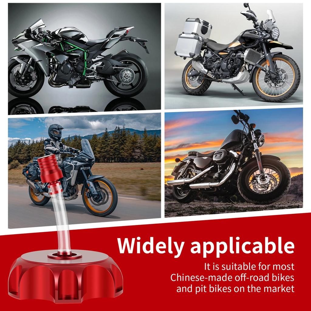 Heavy Duty Aluminum Alloy Gas Fuel Tank Cap with Vent Hose for Pit Bike Motocross - Heavy Duty Durable Cap CNC Cap