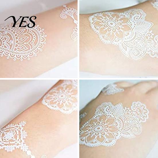 Gentle-On Skin Tattoo White Lace Sticker for Women, Temporary Face Body Fake Decal Arm, Waterproof Wedding Party Festival