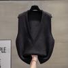 Deep V-neck Knitted Vest Vest Women's Spring and Autumn Loose Waistcoat Outer Wear Clothes Outer Wear Sweater Waistcoat