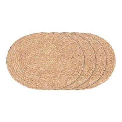 4 Oval Placemats In Woven Jute 35 X 45 Cm