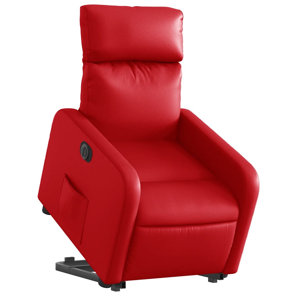 Electric Recliner Chair with Rising Function Red Faux Leather