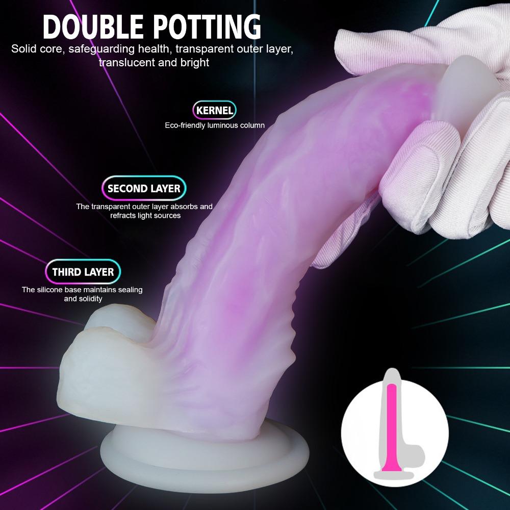 Female Realistic Dildo, Glowing Soft Silicone Penis, Clitoral & G-Spot Vibrator, Rechargeable Adult Sex Toy