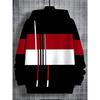 Trendy cool red black and white contrasting digital printed hooded sweatshirt for streetwear men