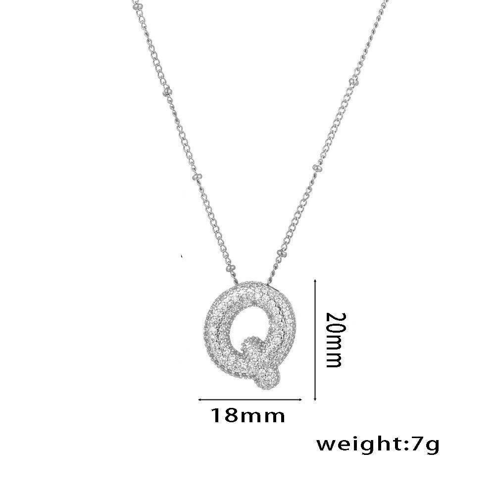 18K Gold-Plated Copper Necklace with Micro-Inlaid Zirconia & 26 Letter Pendant - Classic and Versatile European-American Jewelry