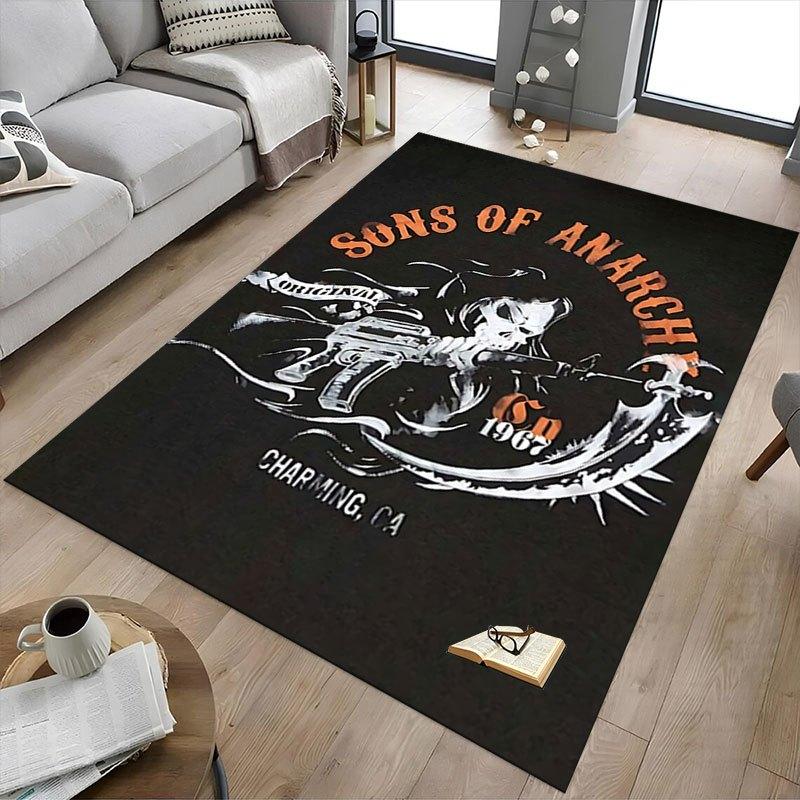 1pc Sons of Anarchy Themed Office Carpet Chair Mats - Durable Polyester Rug for Home Theater, Office, Dorm Room Decor - tA59