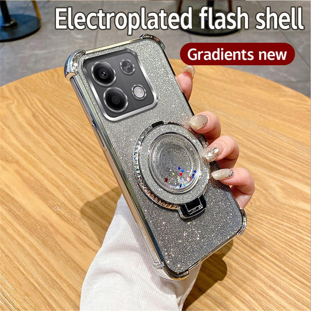 Coque de luxe à paillettes de sable mouvant avec support magnétique pour Xiaomi Redmi Note 13 Pro 4G 5G 13Pro 12Pro 11S 10S 9S 9 Pro 13C 12C 10C