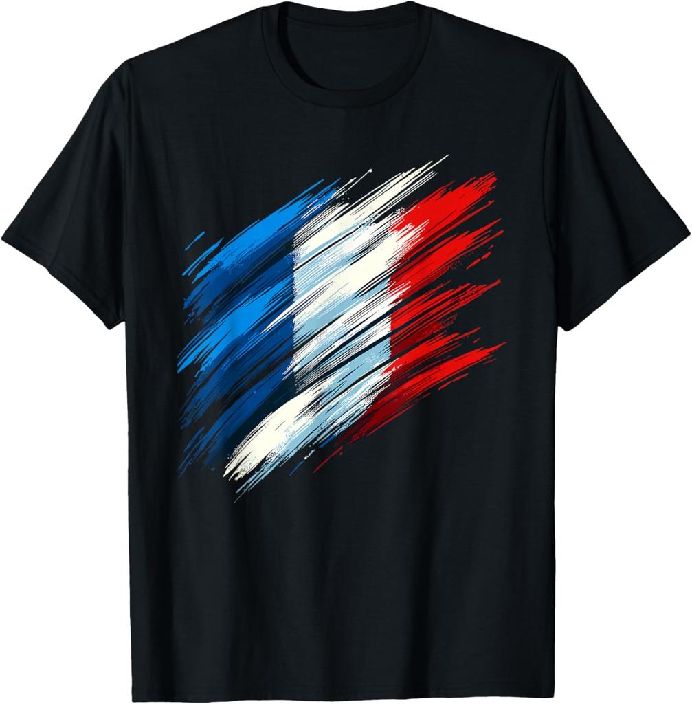 France French Flag Drapeau Français T-Shirt Short Sleeve Casual 100% Cotton Shift