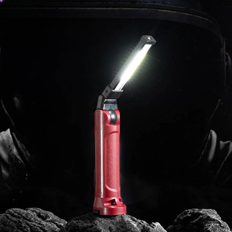 COB LED Work Light Rechargeable Folding Flashlight Outdoor Camping Car Repair Lighting Portable Lamps with Magnetic Hanging Hook