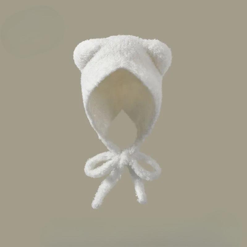 Plush Knitted Hat For Women, Winter Warm Ear Protection Headband, Sweet And Versatile Face Enhancing Small Woolen Hat