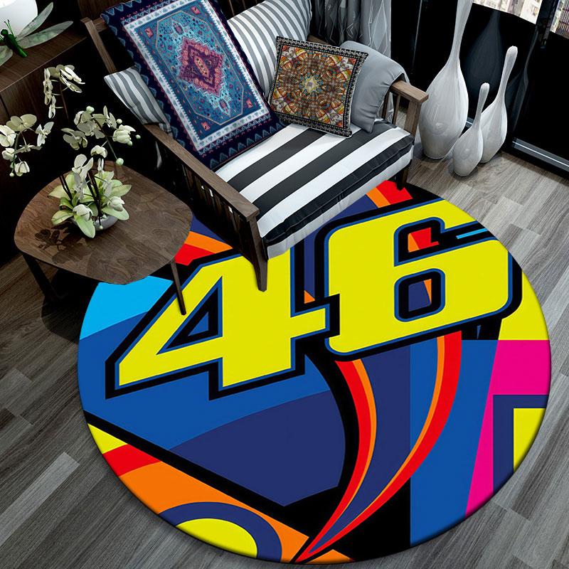 VR46 pattern round rug,Carpet Rug for Living Room Bedroom Playroom ,Non-slip Floor Mat,Holiday Gifts and Birthday Gifts.