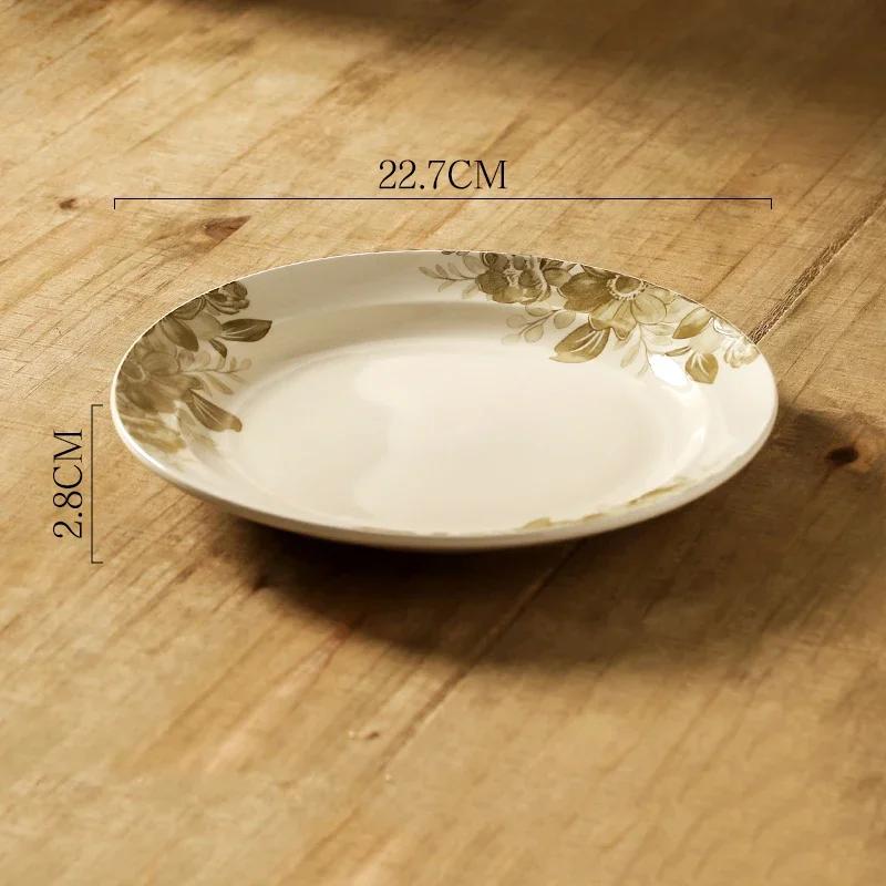 

Керамические тарелки в ретро-французском стиле, роскошные ресторанные круглые тарелки для фруктов, десертов, салатов, сэндвичей, бытовая посуда