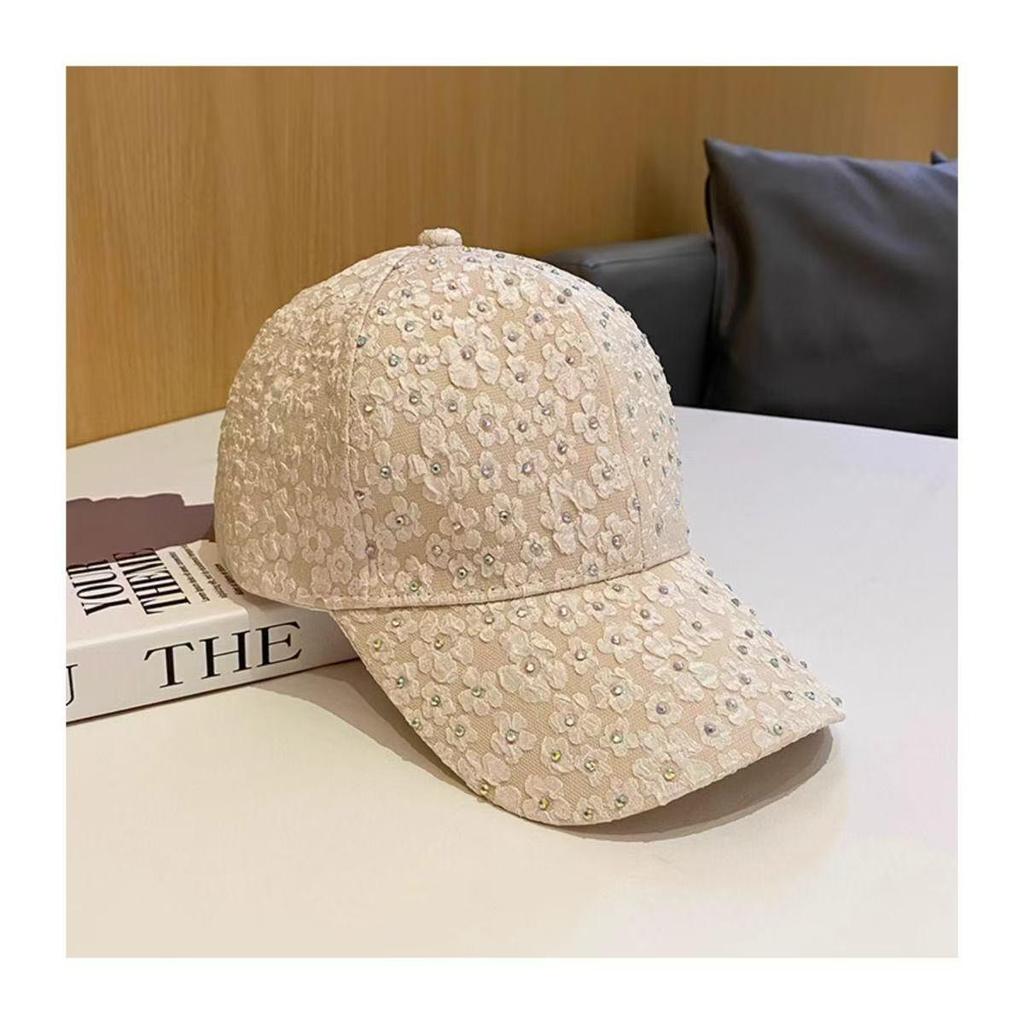 Korean Style Rhinestone Sun Hat: Women's Fashionable Curved Brim Cap for Outdoor Travel 2025