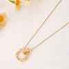 Double Ring Necklace Women'S Premium Style Versatile Slightly Inlaid Zircon Mai Xiang Happiness Pendant Accessories