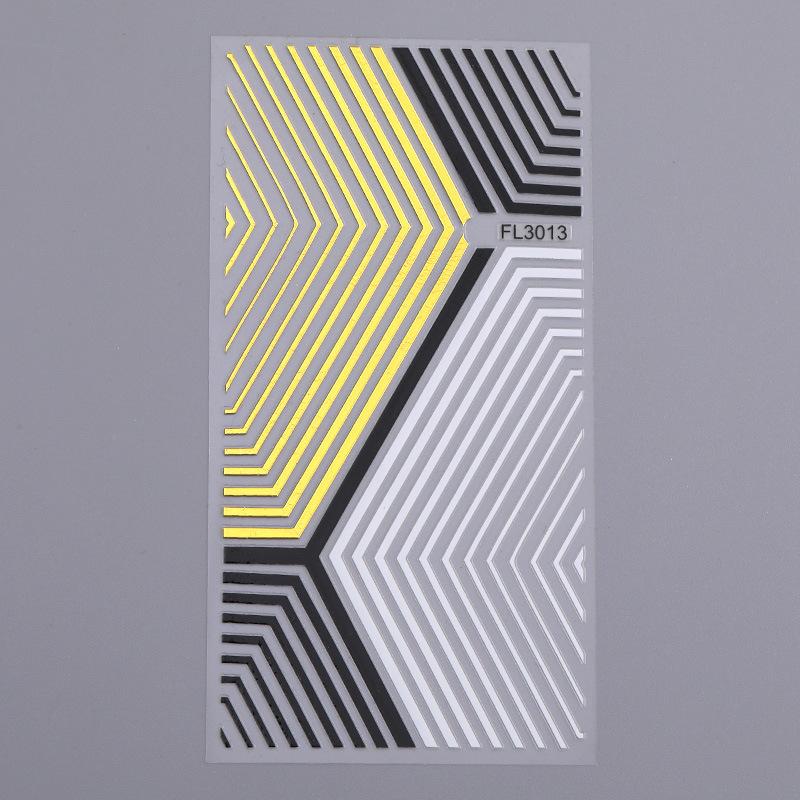 Abstract Line DIY Nail Stickers for Women Girls Nail Art Decorations Rose Gold Spring 3D Sliders for Manicure Nail Polish Decals