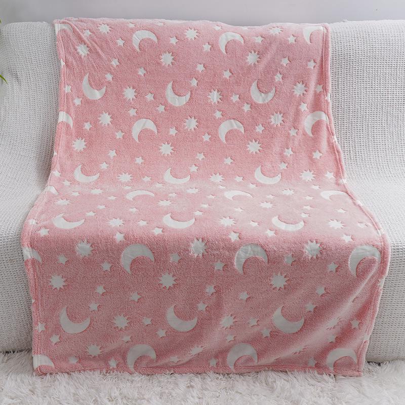 Luminous Children's Coral Fleece Flannel Blanket - Glow In the Dark Sofa or Nap Cover.
