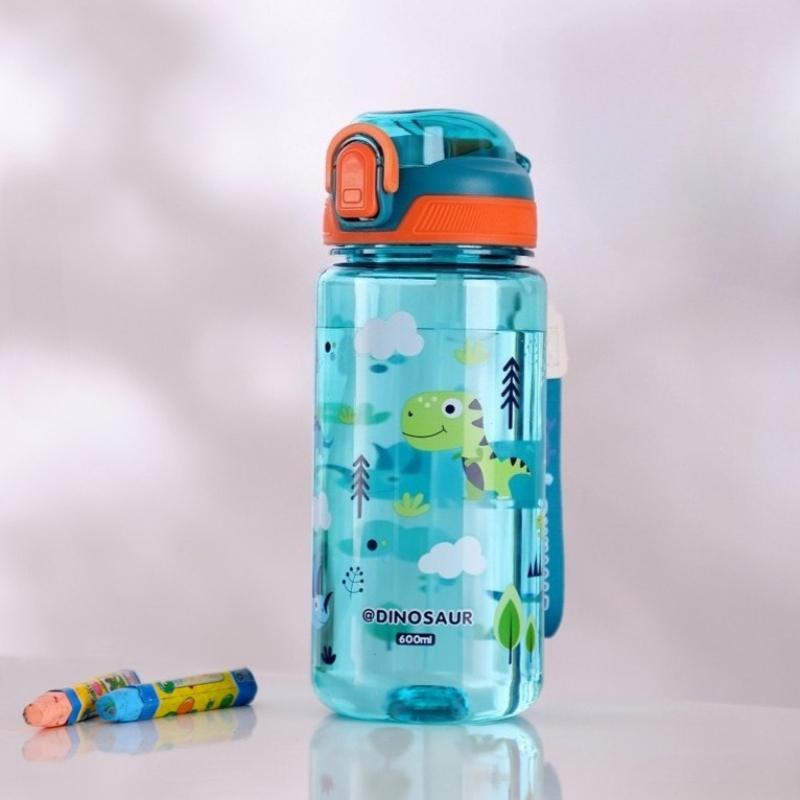 

600Ml Student Sippy Cup Water Bottles Creative Cartoon Lids Spill Proof Portable Beverage Cups Summer Large Capacity Kid Cute Water Cup 501-600ml зелёный