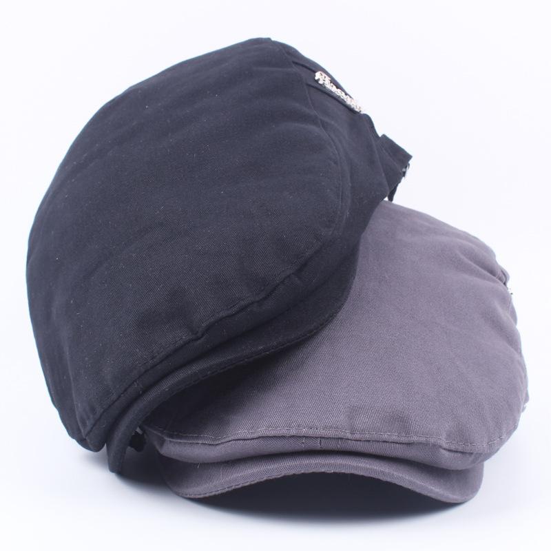 Hat Men'S British Season Cotton Beret Solid Color Peaked Cap Outdoor Sun Hat Forward Hat