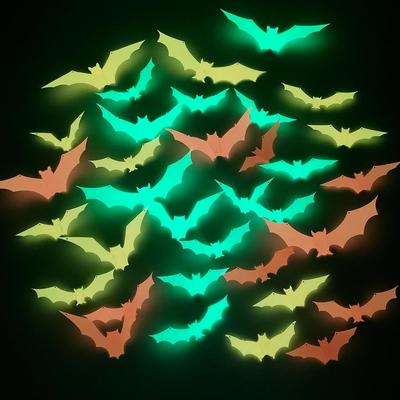 Halloween 3D leuchtende Fledermaus und Spinne Wandaufkleber für Festivaldekorationen