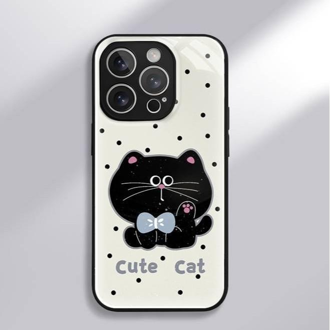 Polka Dot Big Face Cat for Apple 17 Promax Cartoon Female Model for IPhone Mobile Phone Case 16 New Model 15 Hydrogel Shell