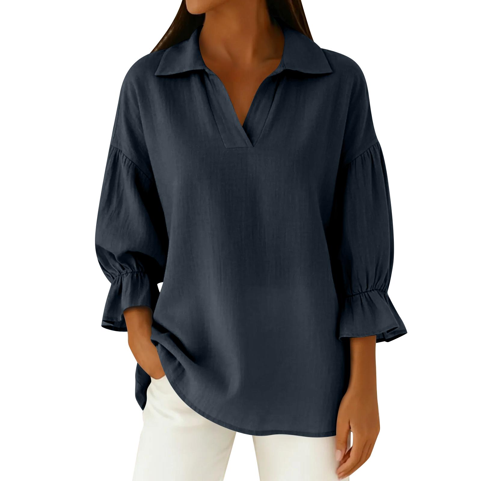 

Women s 3/4 Sleeve Shirts Graphic Tees Shirts Casual Basic Tops Pullovers XXL Темно-синій