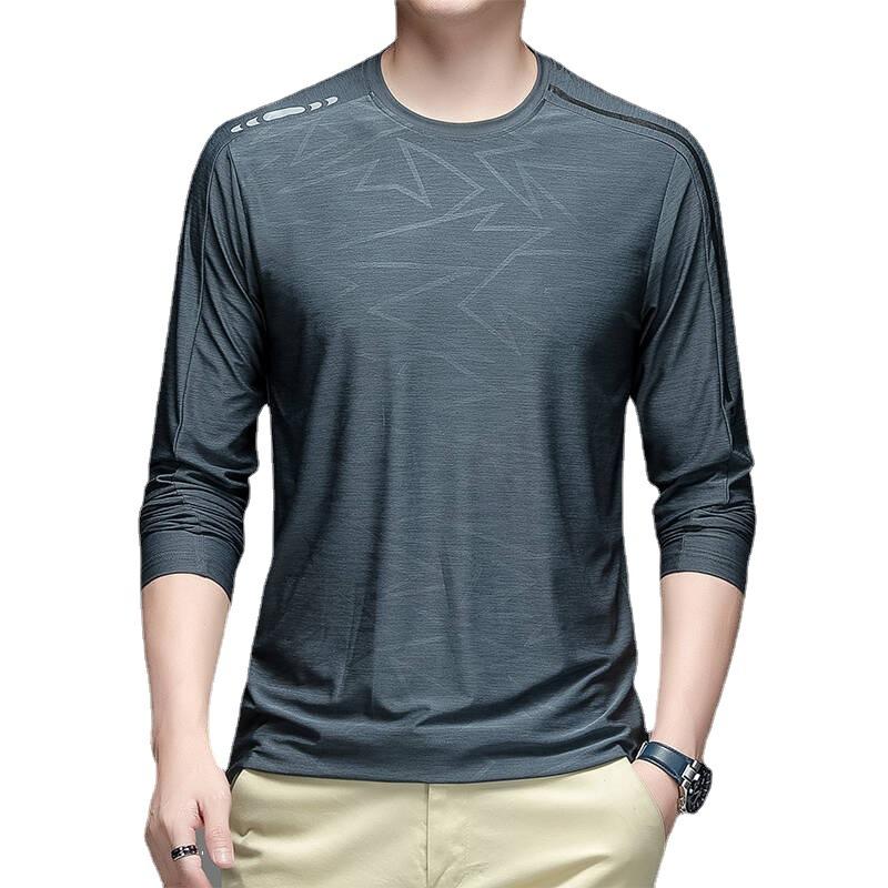 Autumn Thin Long-sleeved T-shirt for Men's Sports and Casual Running Fitness Undershirt for Youth Round Neck T-shirt Base Shirt