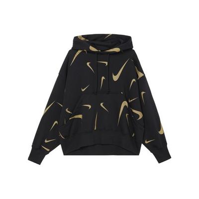 Casual Logo Pullover Hoodie Lange Mouw Sweatshirt voor Dames Zwart