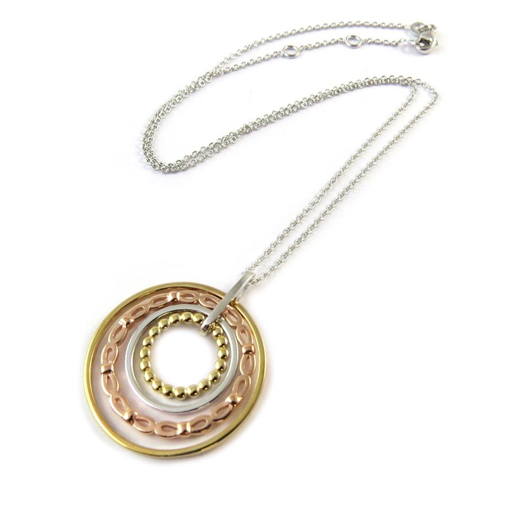 Altesse [P0556] - Tricolor 'Bagues Eternelles' Silver Necklace